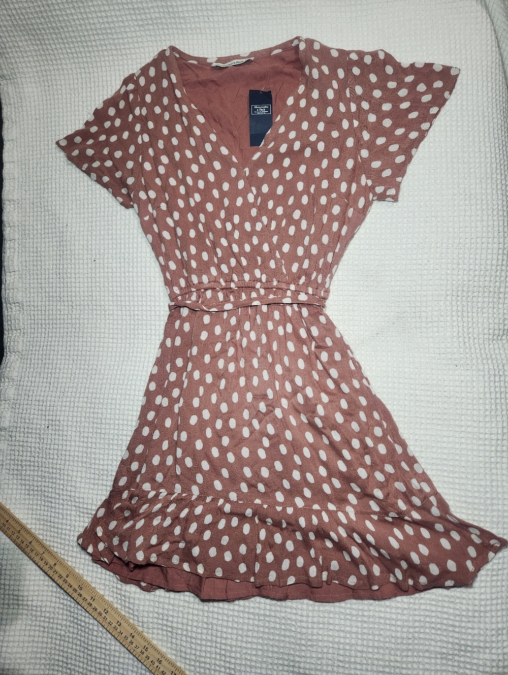 Abercrombie & Fitch Mauve Pink Polka Dot Wrap Mini Dress NWT